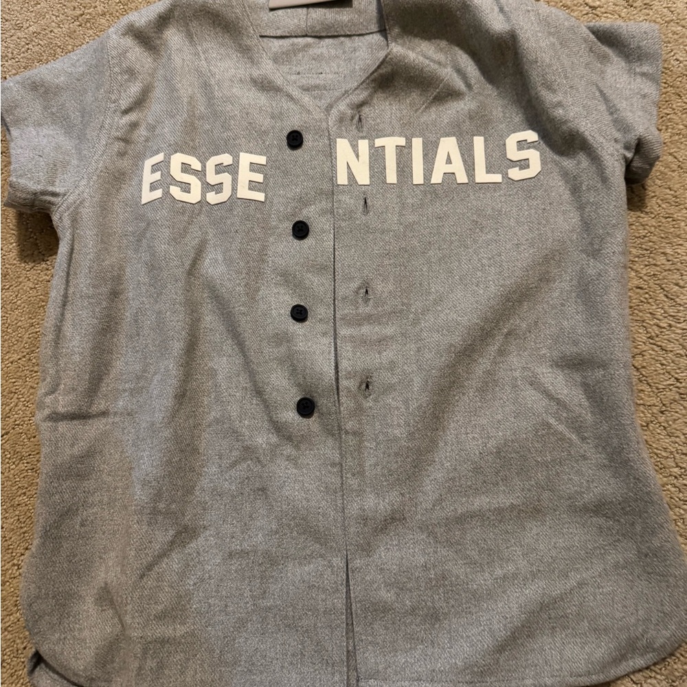 Essentials Gray Kids Shirt with Black Buttons